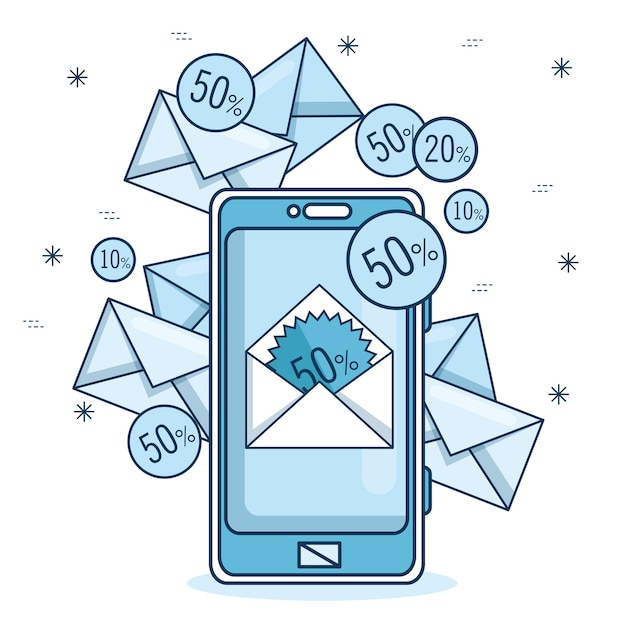 E-mail marketing en promotie e-mail notificatie op mobiele telefoon