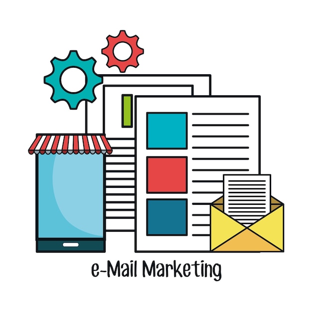 e-mail marketing flat line icons 