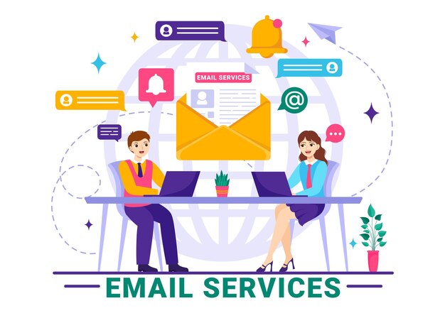 E-mail Service Vector Illustratie met File Correspondence Delivery Elektronische Mail Boodschap