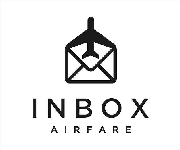e-mail vliegtuig logo ontwerp vectorillustratie