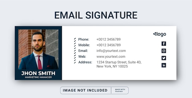 E-mailhandtekeningsjabloon of e-mailvoettekst en persoonlijke Facebook-omslag