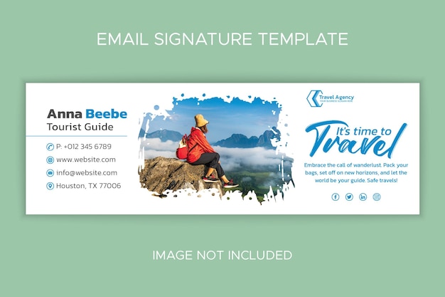 E-mailhandtekeningsjabloon voor reizen met penseelstreken