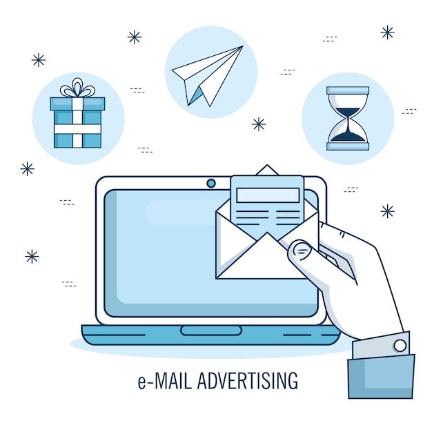 E-mailmarketing- en promotiecomputer met e-mailmelding