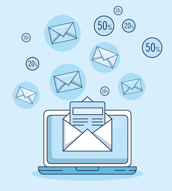 E-mailmarketing- en promotiecomputer met e-mailmelding