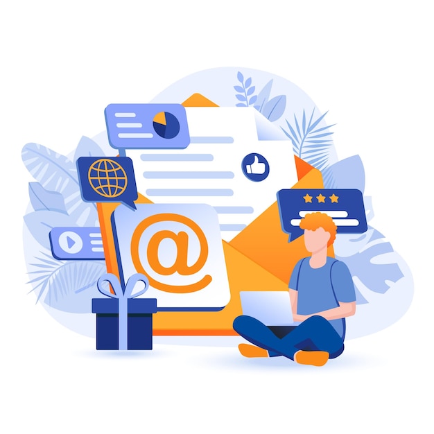 E-mailmarketing platte ontwerp concept illustratie