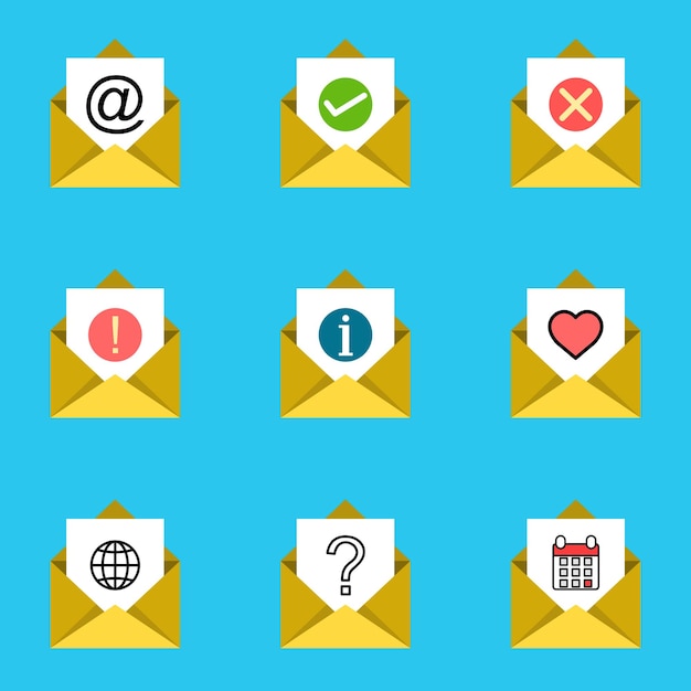 E-mailpictogram. enveloplijn, plat. feedback brief teken.