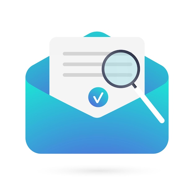 E-mailverificatie met validatiepictogram met een vinkje in plat ontwerp