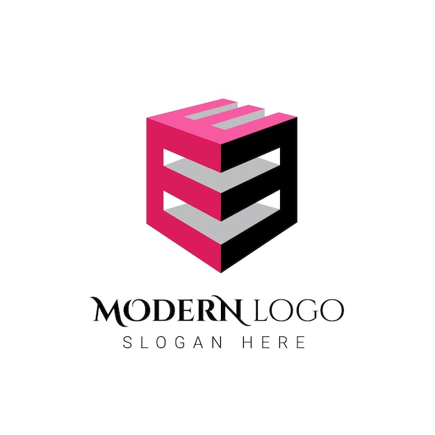 E modern 3D logo design