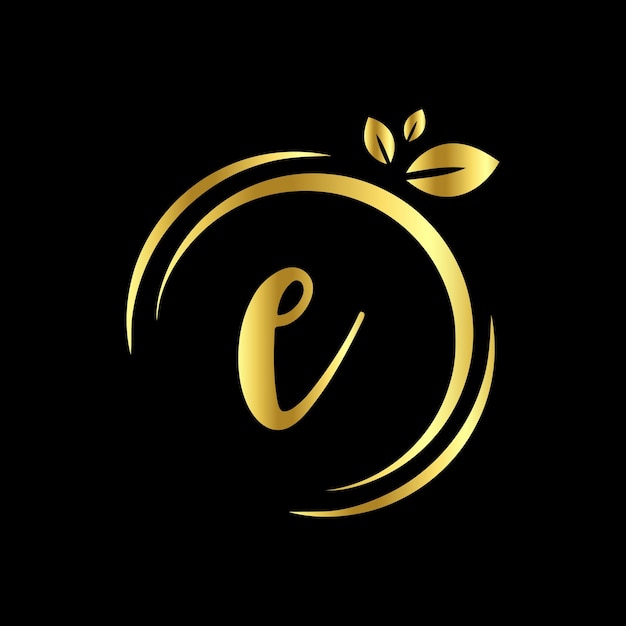 E Monograms Circle handwriting logo template vector