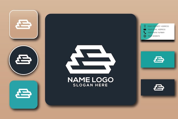 E negative space monogram logo template