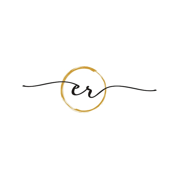 E R Initial Script Letter Beauty Logo Template