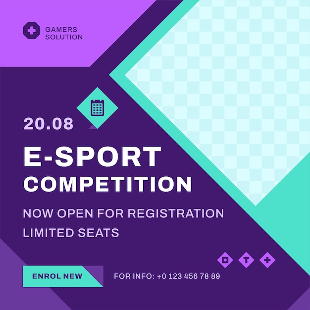 Vector e sport competition online streaming registration form social media post copy space template vector