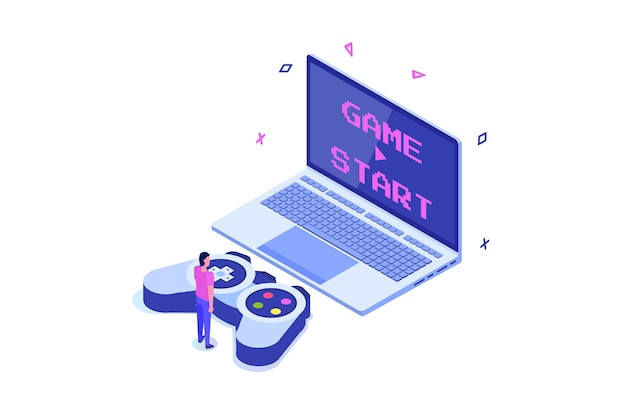 E-sport or cybersport computer gaming isometric concept.