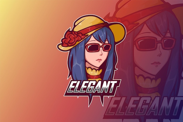 E sport logo design girl with hat