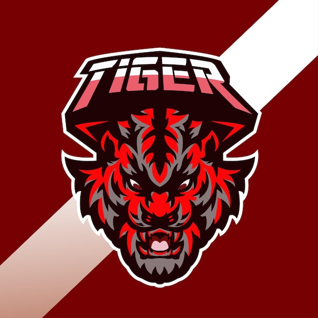 E-sport logo red tiger vecotr illustrazione