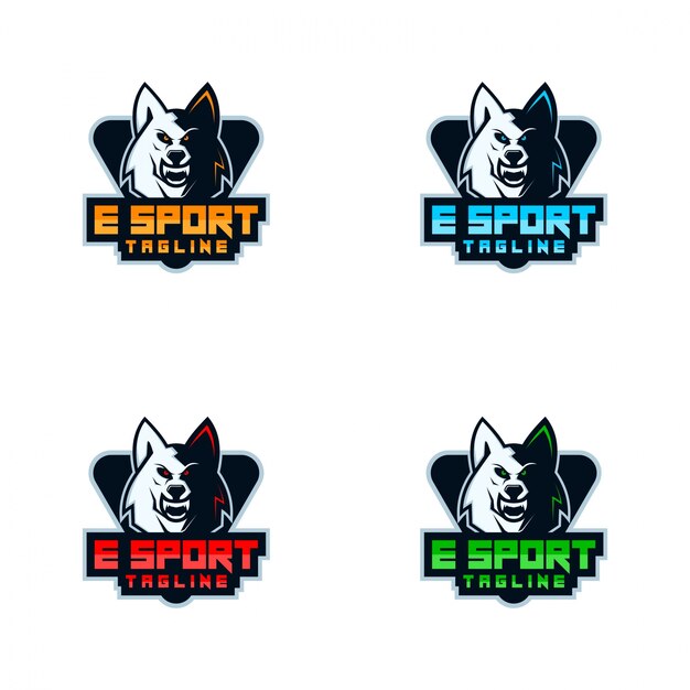 E logo della testa di lupo sportivo