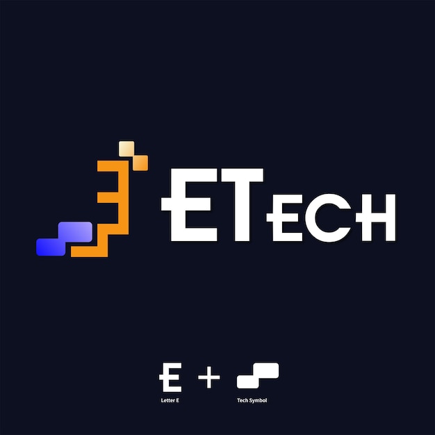 Vector e tech logo with tech symbol for tech companies application icon or website logos