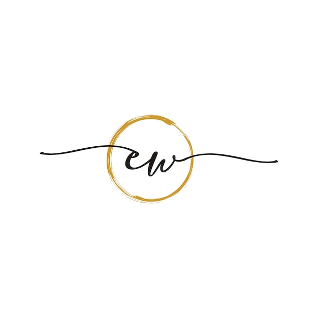 E W Initial Script Letter Beauty Logo Template