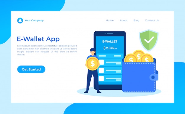 E-wallet app landing page