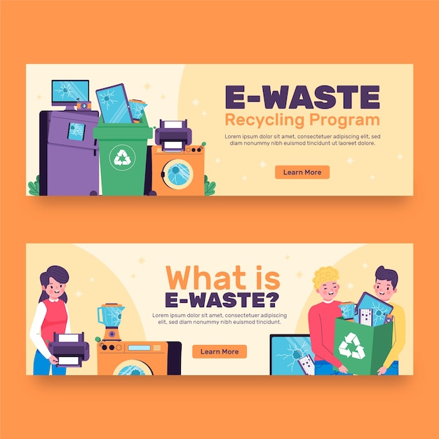 Vector e-waste horizontal banner design