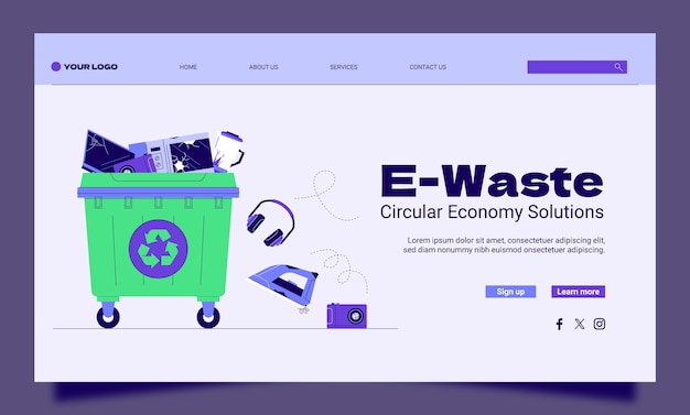 Vector e-waste landing page design