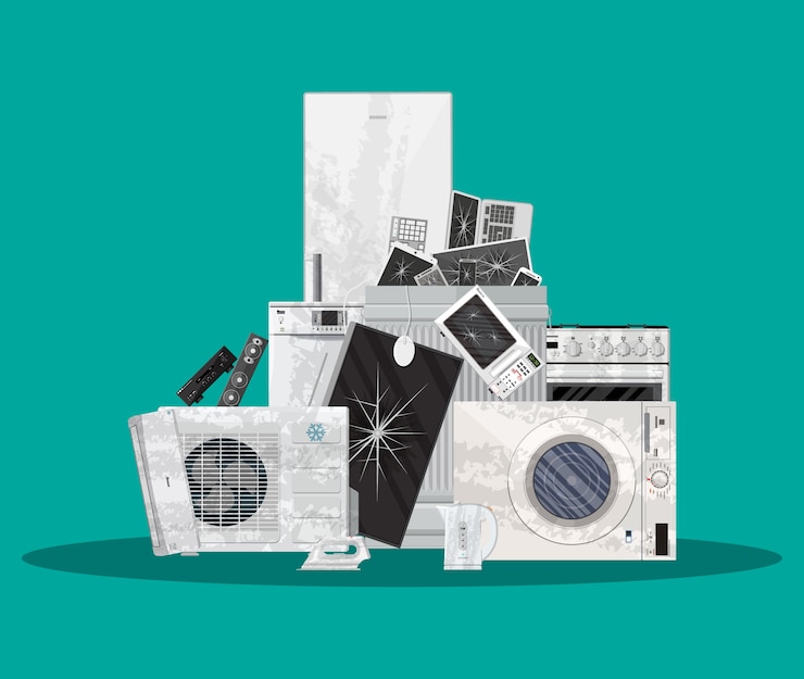 Vector e-waste stapel elektrische en elektronische apparatuur