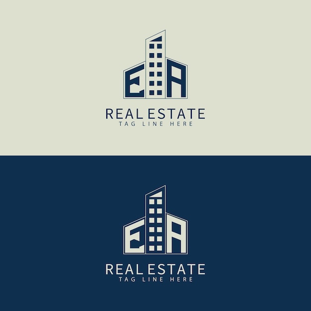 EA initial monogram logo for real estate with home shape creative design