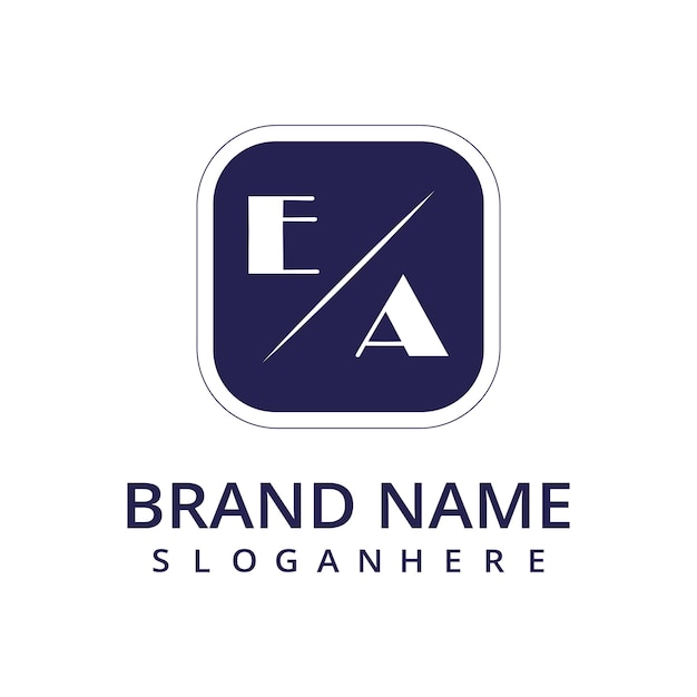 Vector ea initial monogram logo with rectangal style dsign