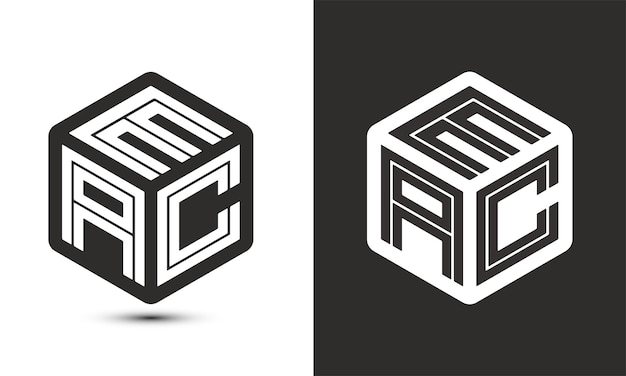 EAC letter logo design with illustrator cube logo vector logo modern alphabet font overlap style