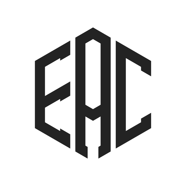EACのロゴデザイン イニシャル・レター EACのモノグラム 六角形の形を用いたロゴ