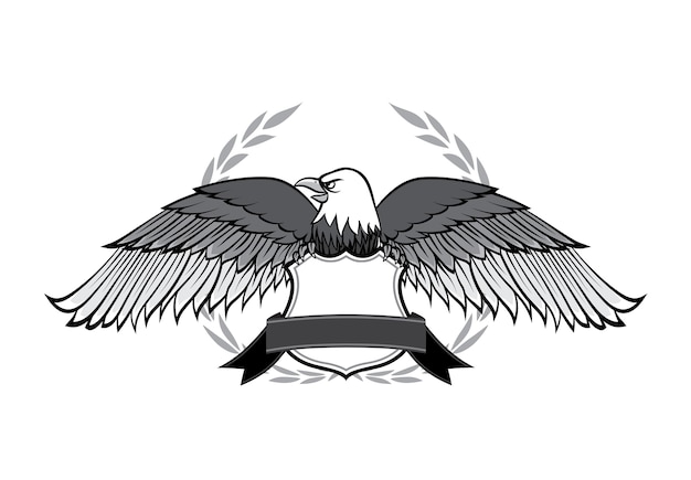 Eagle and badge symbol for logo and emblem design