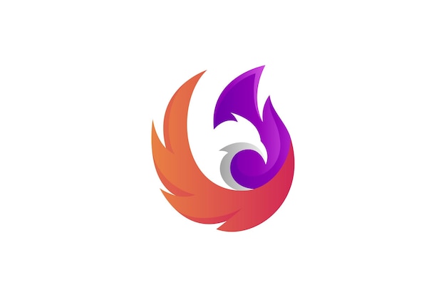 ワシの鳥と火の3Dロゴデザイン