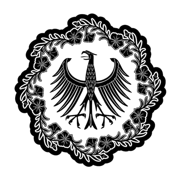 Logo aquila uccello con cornice floreale sagoma fatta a mano modello 118