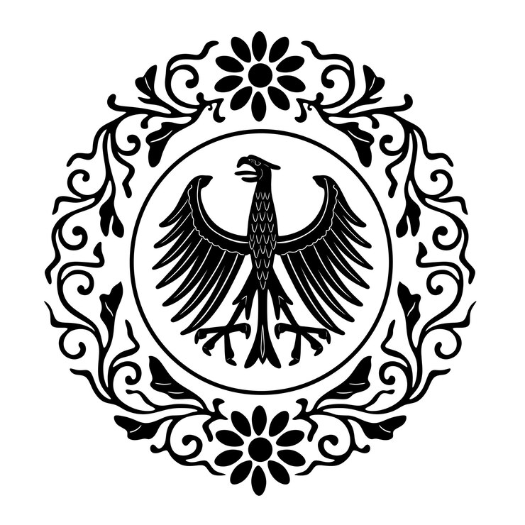 eagle bird logo with floral frame handmade silhouette model 125