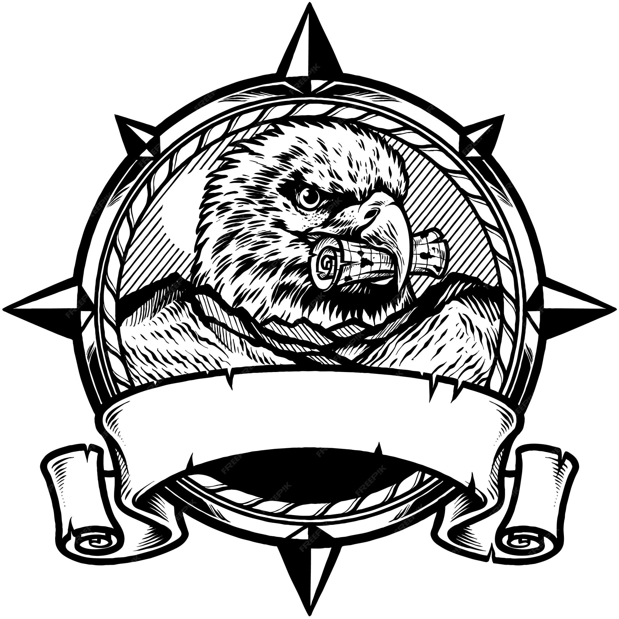 Premium Vector | Eagle black and white logo design vector