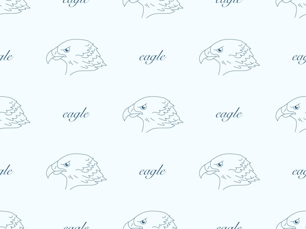 Eagle cartoon karakter naadloze patroon op blauwe achtergrond