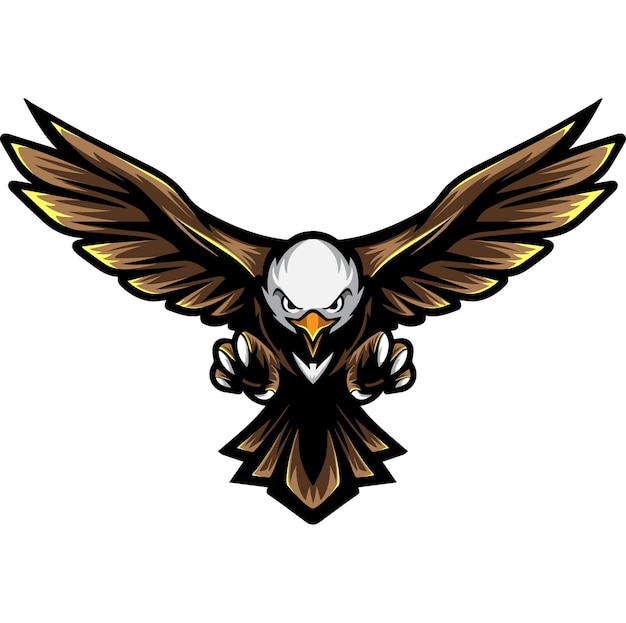 Eagle cartoon mascot character flying