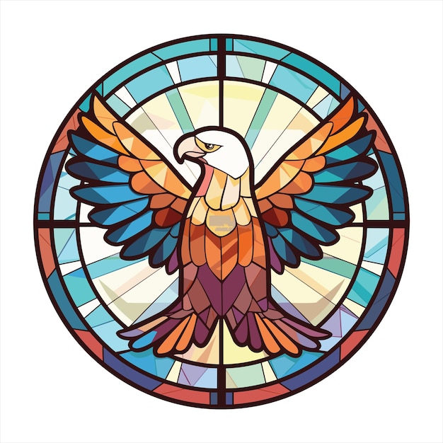 Eagle Colorful Watercolor Stained Glass Cartoon Kawaii Clipart Animal Pet Illustration