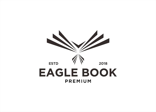 eagle combination with book logo design vector illustration