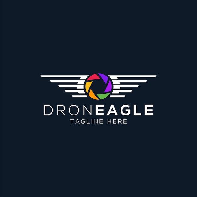 Vettore modello di design del logo aquila e drone con stile minimalista