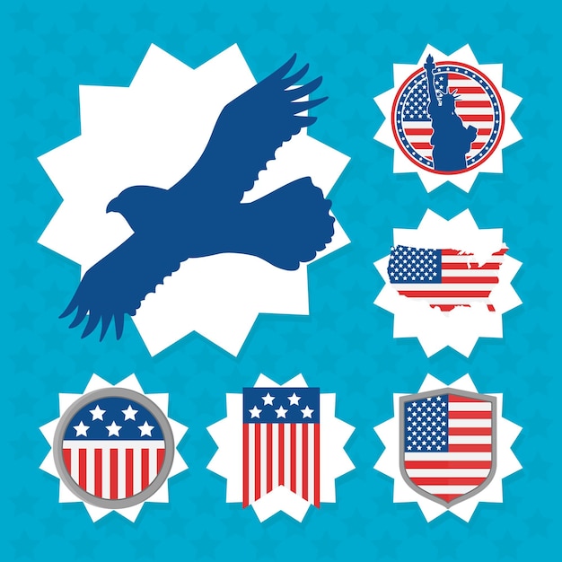 Eagle en usa labels set