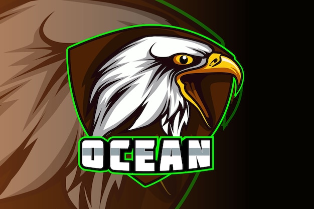 Eagle esport e sport mascotte logo design nel moderno concetto di illustrazione