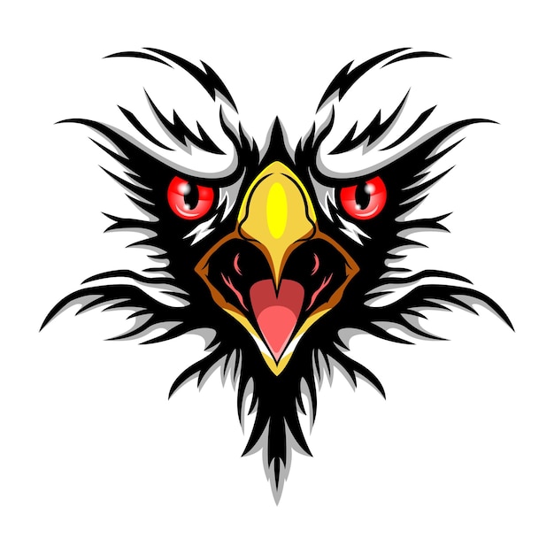 Disegno del logo della mascotte esport della faccia d'aquila