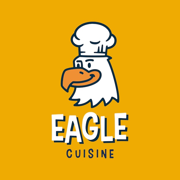 Eagle Falcon Bird Amerikaanse chef-kok bakkerij restaurant keuken cartoon mascotte karakter logo vector pictogram illustratie