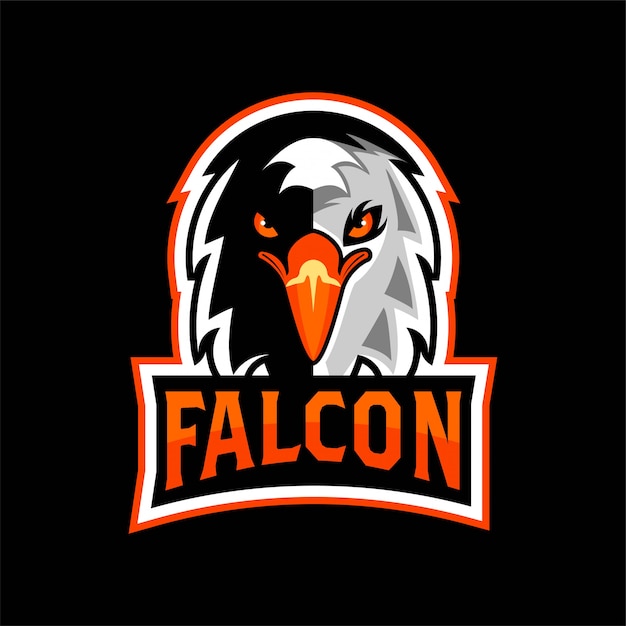 Eagle falcon head face esport logo gaming team squad vector