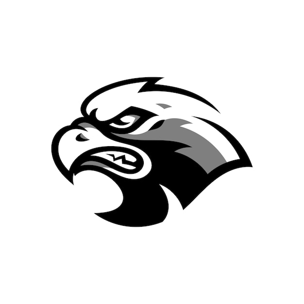 Искусство линии орла, сокола или ястреба. дизайн логотипа головы птицы