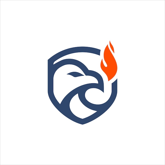 Vettore design del logo dello scudo distintivo della squadra dei vigili del fuoco dell'aquila