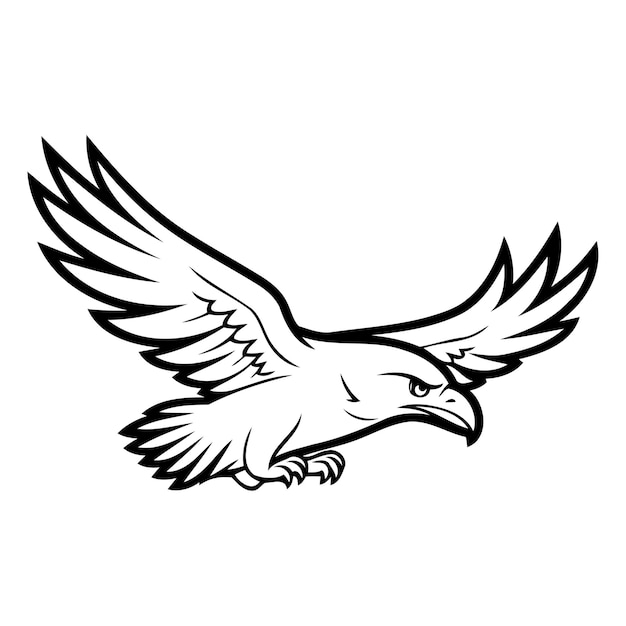 Орел, летящий в голубом небе с облаками Векторная иллюстрация