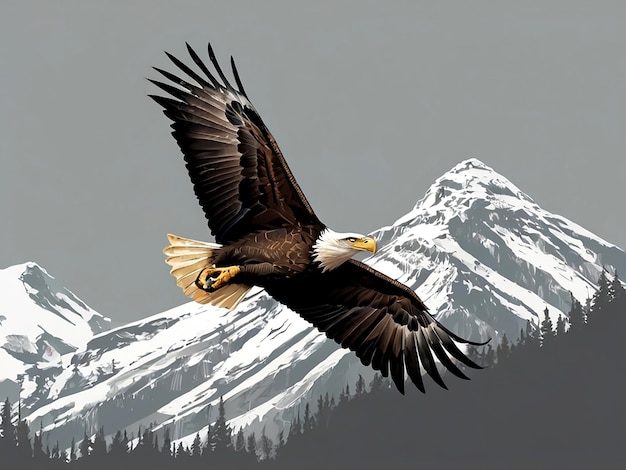 ベクトル 灰色の岩の上を飛ぶ鷹 孤立したベクトル