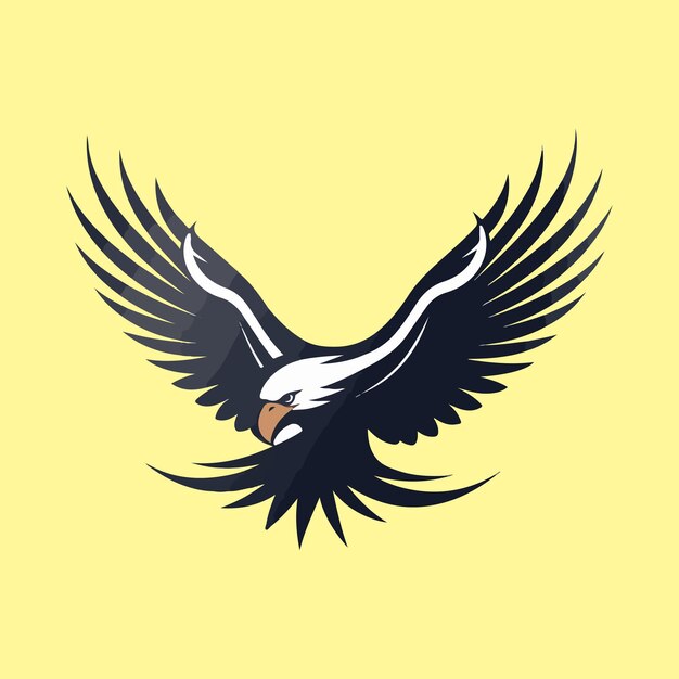 Eagle flying in the sky vector logo on a yellow backgrund